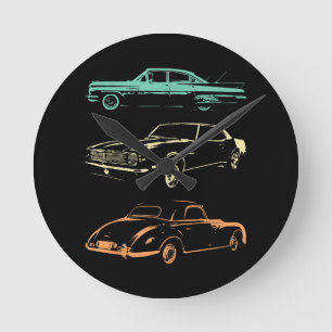 Vintage Cars - 80s & 90s Graphic Retro Round Clock