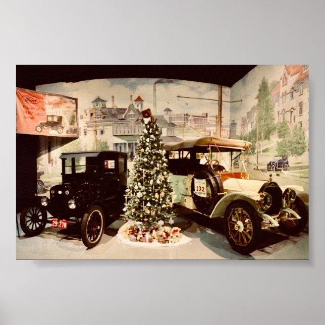 Vintage Cars Christmas Poster (Front)