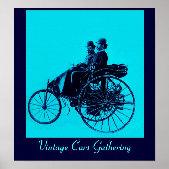 Vintage Cars Gathering , blue urquase Poster (Front)