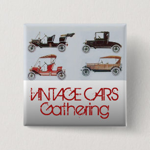 Vintage Cars Gathering Classic Auto 2 Inch Square Button