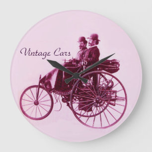 Vintage Cars Gathering Large Clock