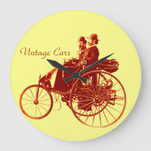 Vintage Cars Gathering Large Clock