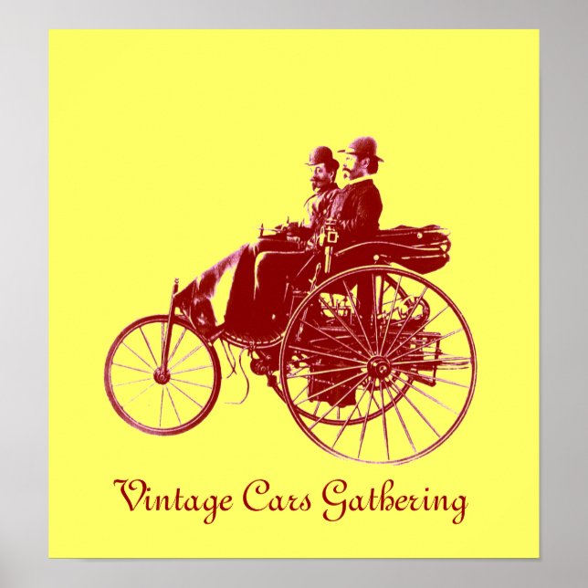 Vintage Cars Gathering , yellow brown Poster (Front)