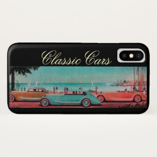 VINTAGE CARS ON THE BEACH ROAD Red Blue Case-Mate iPhone Case