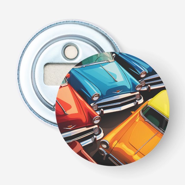 Vintage Cars Pattern Bottle Opener (Front)