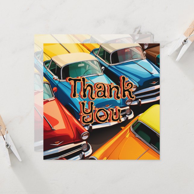 Vintage Cars Pattern Invitation (Front/Back In Situ)
