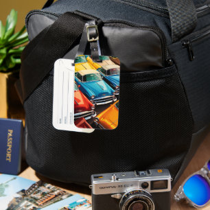 Vintage Cars Pattern Luggage Tag