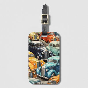 Vintage Cars Pattern Luggage Tag
