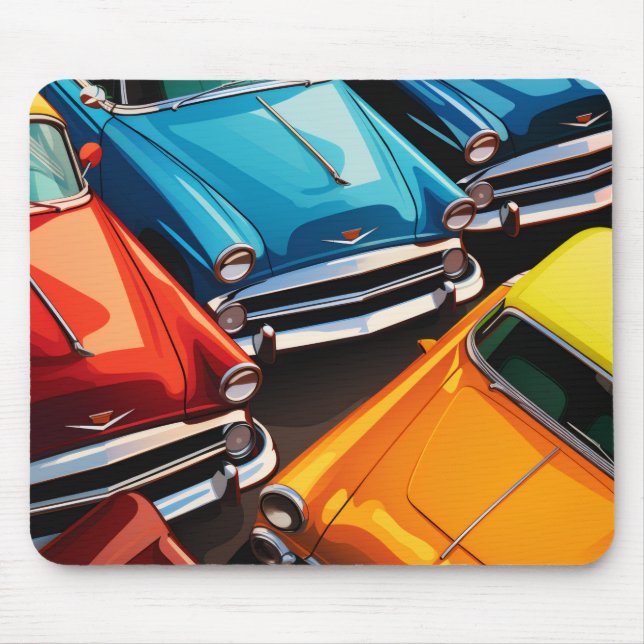Vintage Cars Pattern Mouse Pad (Front)