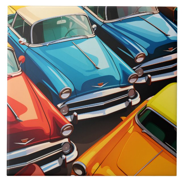 Vintage Cars Pattern Tile (Front)