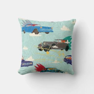 Vintage Cars: Sky Clouds Pattern Throw Pillow