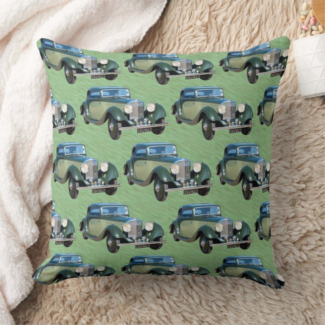 Vintage Cars Throw Pillow (Blanket)