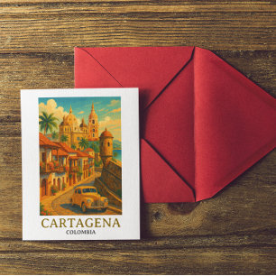 Vintage Cartagena Colombia Retro Art Postcard