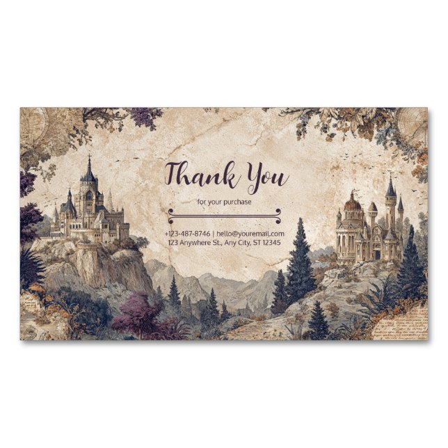 Vintage Cartography Antique Map Fairytale Magnetic Business Card (Front)