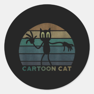 Vintage Cartoon Cat Creepypasta | Cool Cat Lover Classic Round Sticker