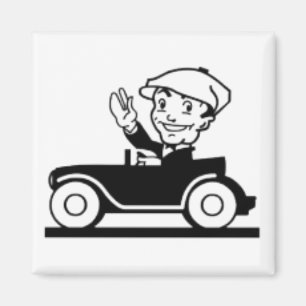 Vintage cartoon classic car retro comics magnet