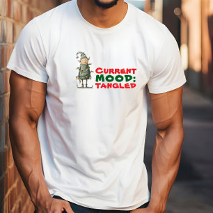 Vintage cartoon elf Tangled in Lights ironic T-Shirt