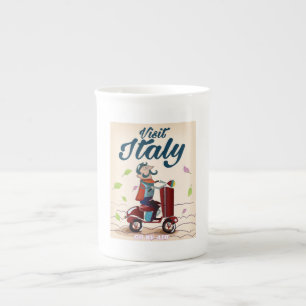 Vintage cartoon Italy travel post card. Bone China Mug