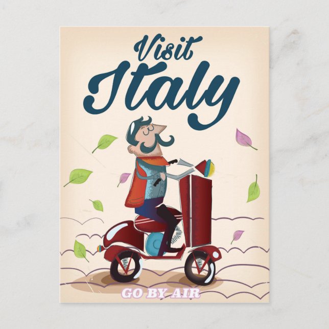 Vintage cartoon Italy travel post card. Postcard (Front)