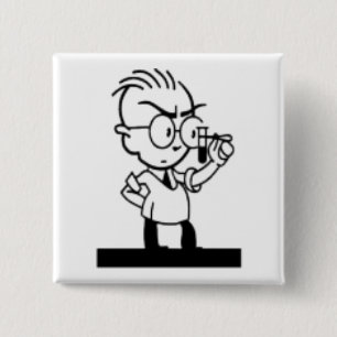 Vintage cartoon retro science chemist comics 2 inch square button