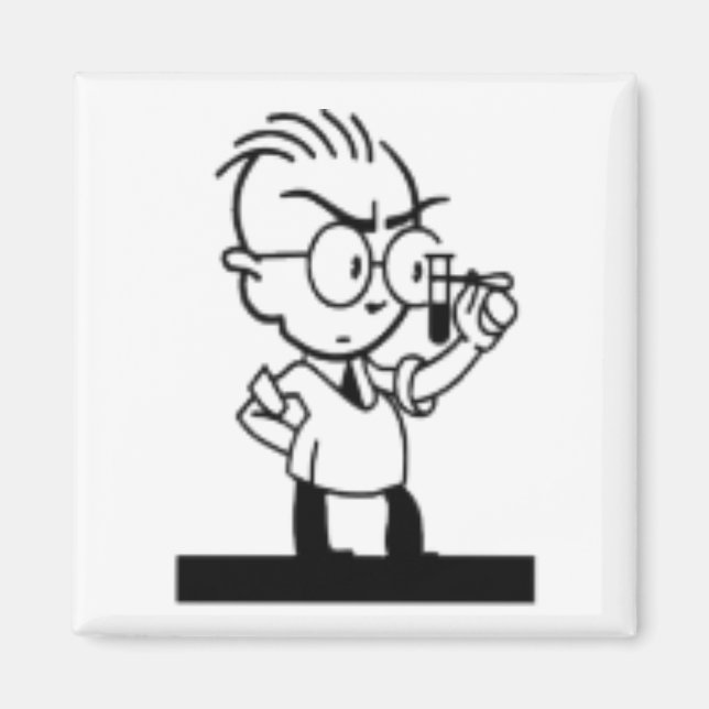 Vintage cartoon retro science chemist comics magnet (Front)