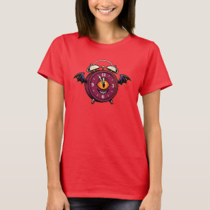 Vintage Cartoon Spooky Bat Alarm Clock Graphic Tee