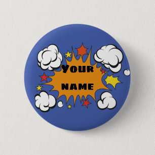 Vintage Cartoon Superhero Fight Bubble CUSTOMIZE I 2 Inch Round Button
