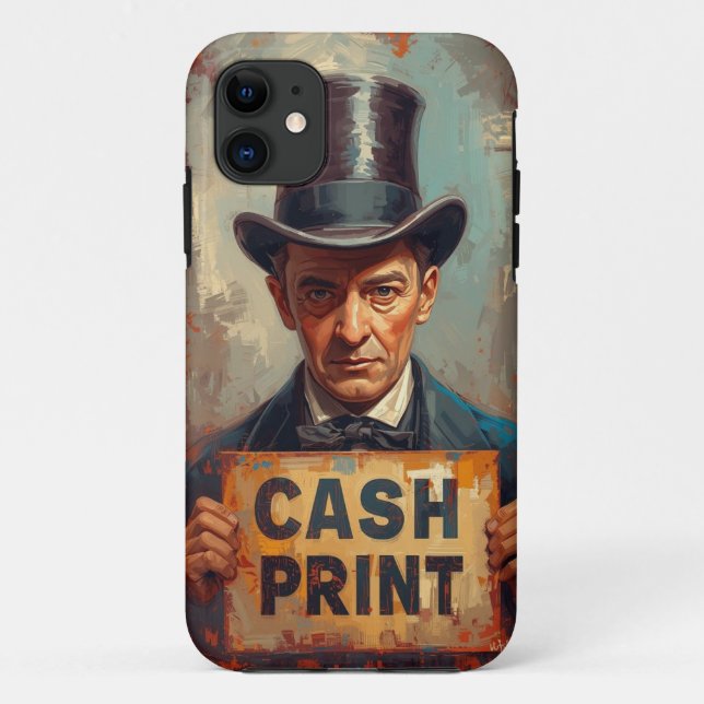 Vintage Cash Print Gentleman Mobile Coque (Dos)