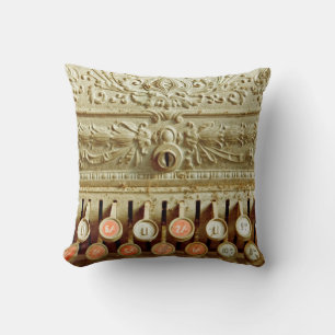Vintage cash register,  covered in dust and cobweb throw pillow