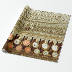 Vintage cash register,  covered in dust and cobweb wrapping paper