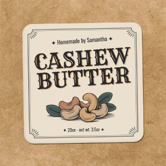 Vintage Cashew Butter Label Sticker