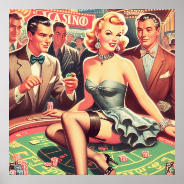 Vintage Casino Illustration Poster (Front)