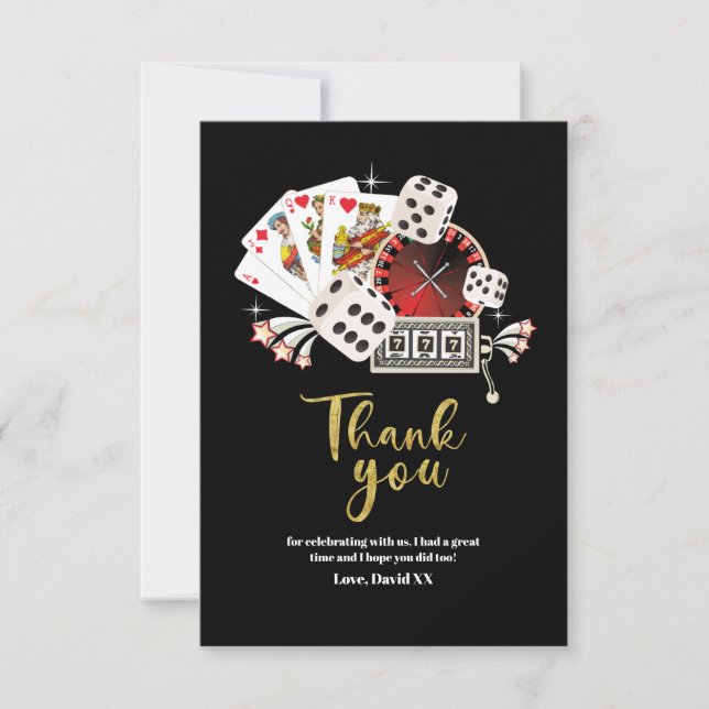 vintage casino, poker, adult, thank you card (Front)