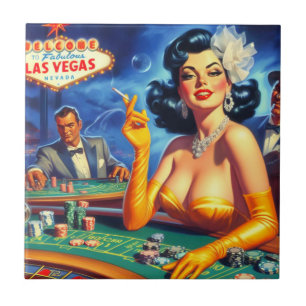 Vintage Casino Woman Tile