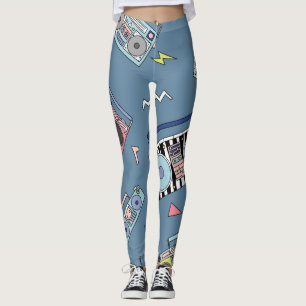 Vintage Cassette Players: Retro Seamless Art Leggings