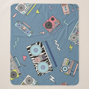 Vintage Cassette Players: Retro Seamless Art Sherpa Blanket