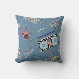 Vintage Cassette Players: Retro Seamless Art Throw Pillow