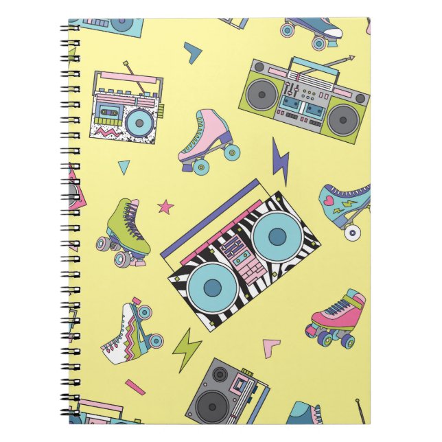 Vintage cassette, roller skates: retro notebook (Front)