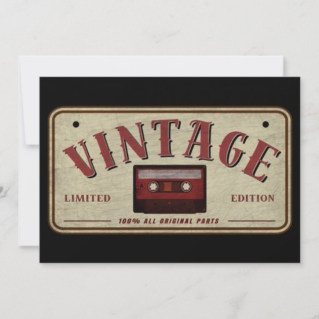 Vintage Cassette Tape Limited Edition Music Lover Invitation (Front)