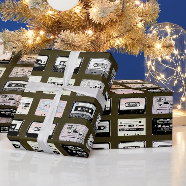 Vintage Cassette Tapes Mix Tape Collection Wrapping Paper (Holidays)
