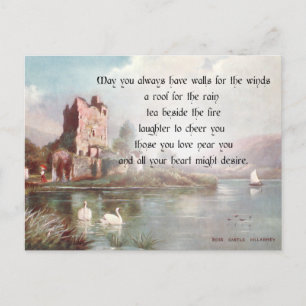 Vintage Castle in Killarney w/Irish Blessing Holiday Postcard