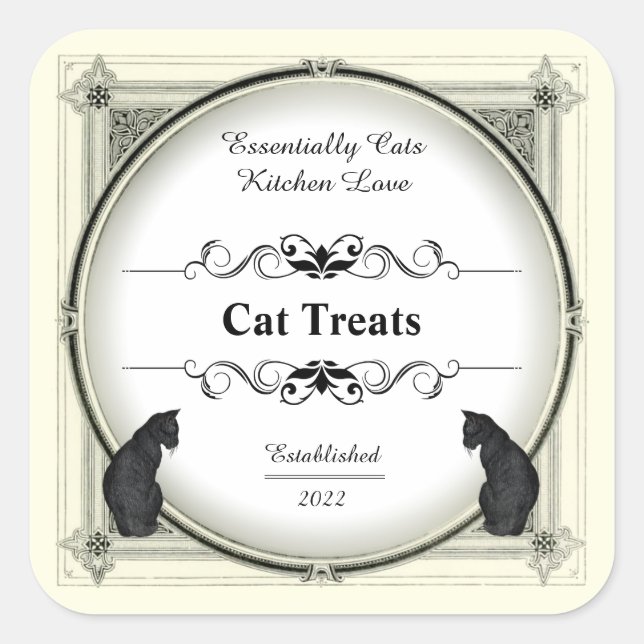 Vintage Cat (1901), Jar, Spice, Herb, Food Label  (Front)