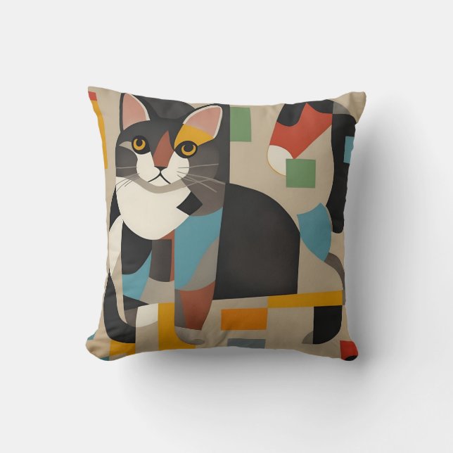 vintage cat 3 throw pillow (Front)