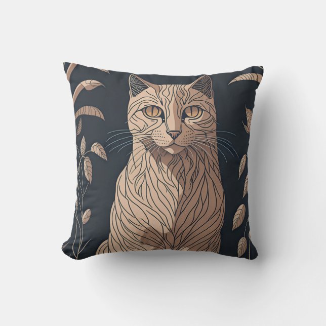 vintage cat 5 throw pillow (Front)