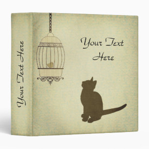 Vintage Cat and Birdcage Binder