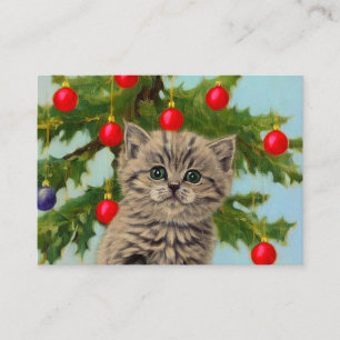 Vintage Cat and Christmas Tree Enclosure Card