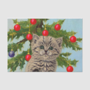 Vintage Cat and Christmas Tree Tissue Paper