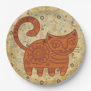 Vintage Cat, Antique Design Art, Antique Cat,  Paper Plate