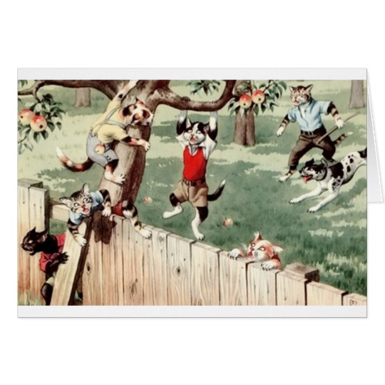 Vintage Cat Apple Thieves Note Card