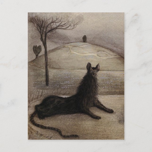 Vintage Cat Art Postcard (Front)